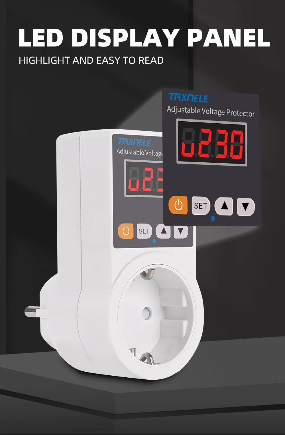 Zaarafy™ Automatic Voltage Protector Socket – 220V 16A Adjustable Surge Protector EU Plug for Refrigerator