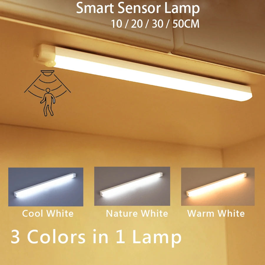 Zaarafy™ Motion Sensor LED Night Light Bar – USB Rechargeable, Cabinet & Staircase Strip Lamp