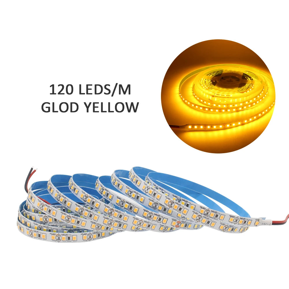 Zaarafy™ 12V SMD 2835 LED Strip Light – 120/240 LED/M, 1M-5M Warm White Flexible Ribbon