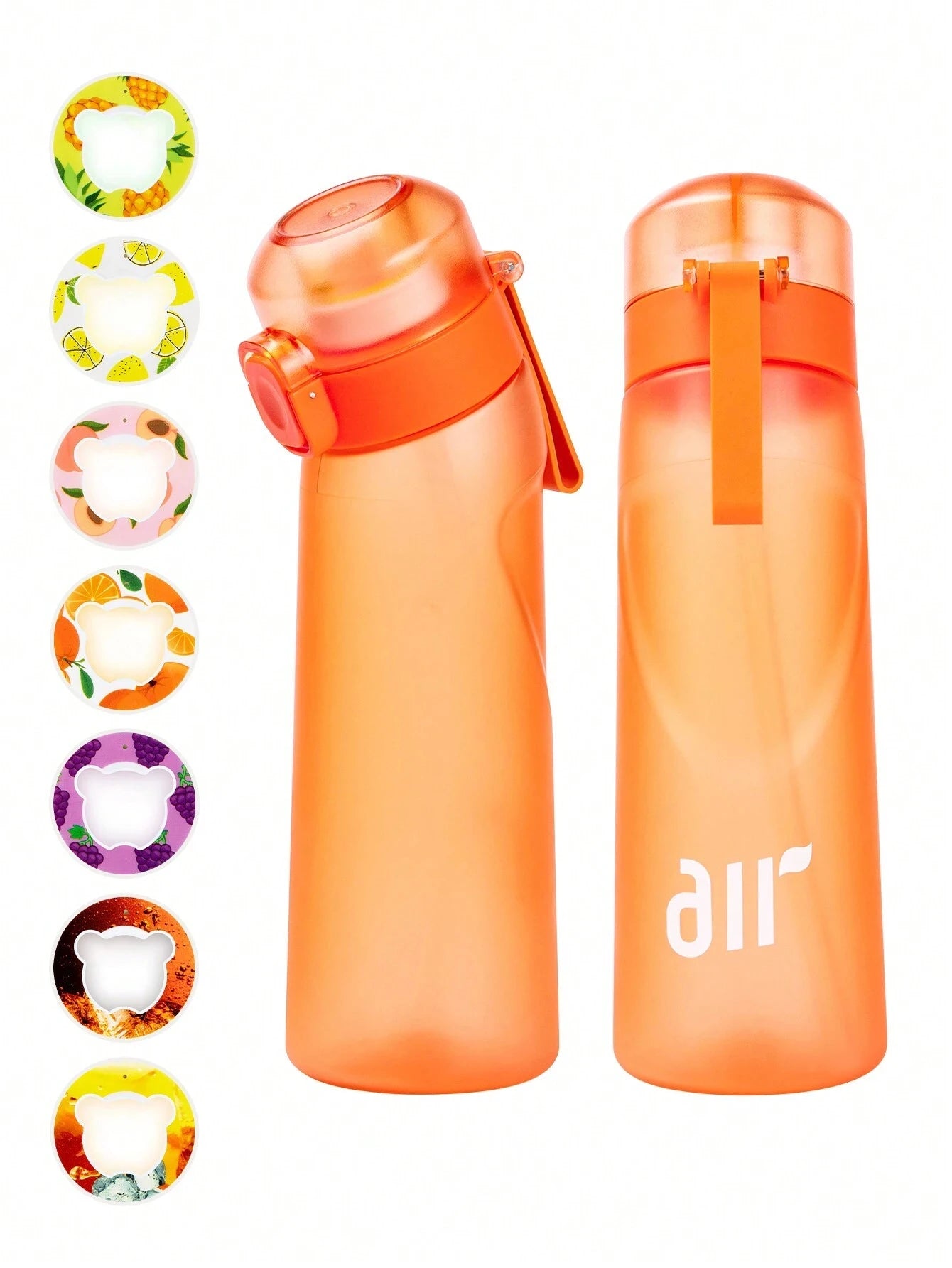 Zaarafy™ 800ml Scented Air Water Bottle – Fruit Flavor Pod, Straw, Flip Lid, Leak-Proof
