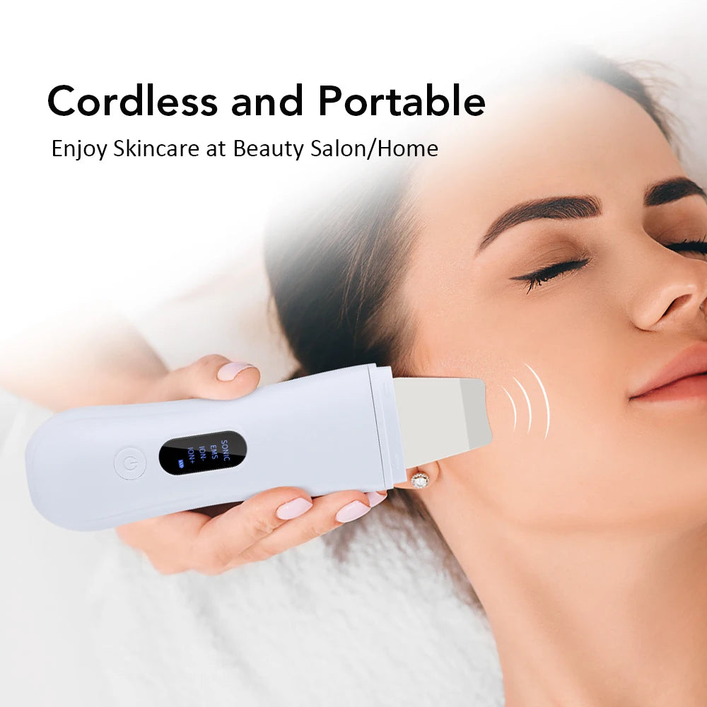 Zaarafy™ Ultrasonic Skin Scrubber Spatula – 4-Mode Ion Deep Facial Cleansing & Lifting Device