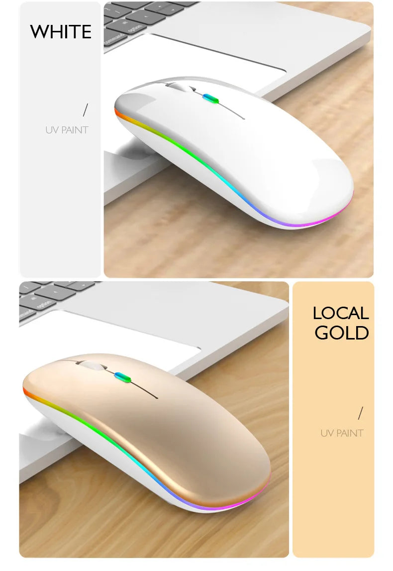Zaarafy™ RGB Wireless Bluetooth Gaming Mouse – 1600 DPI, Rechargeable, Silent Click