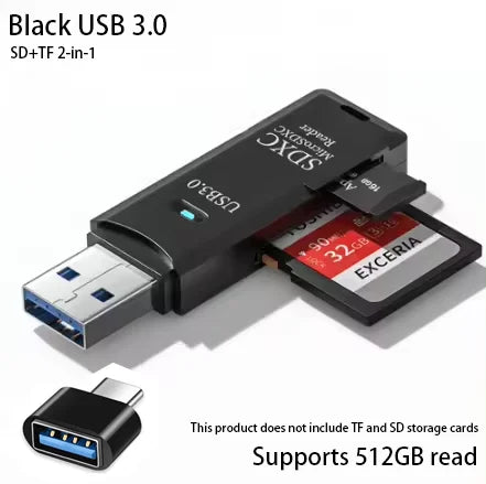 Zaarafy™ USB Card Reader – Multi-Port SD/TF Card & USB Flash Drive Adapter, USB 2.0 & 3.0