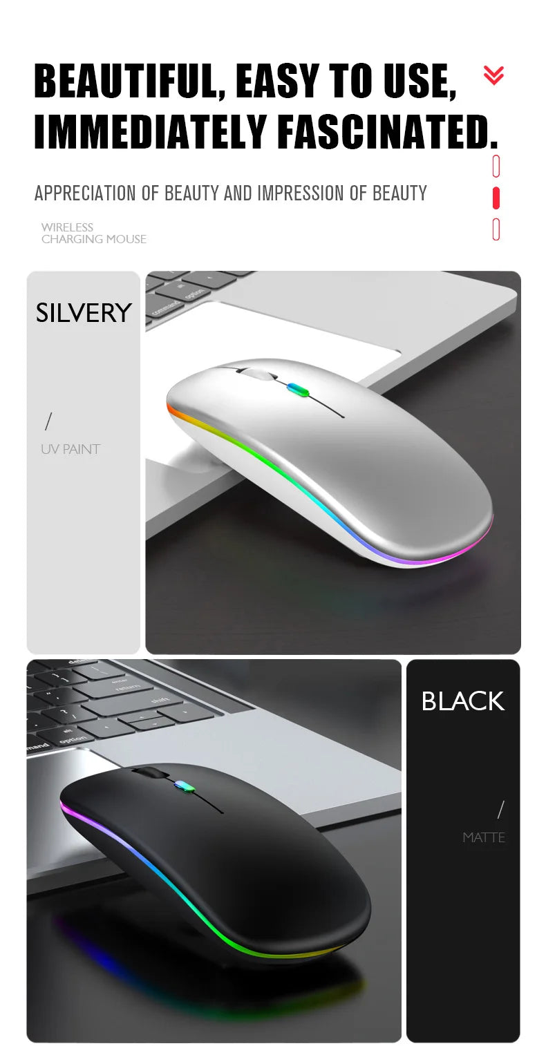 Zaarafy™ RGB Wireless Bluetooth Gaming Mouse – 1600 DPI, Rechargeable, Silent Click