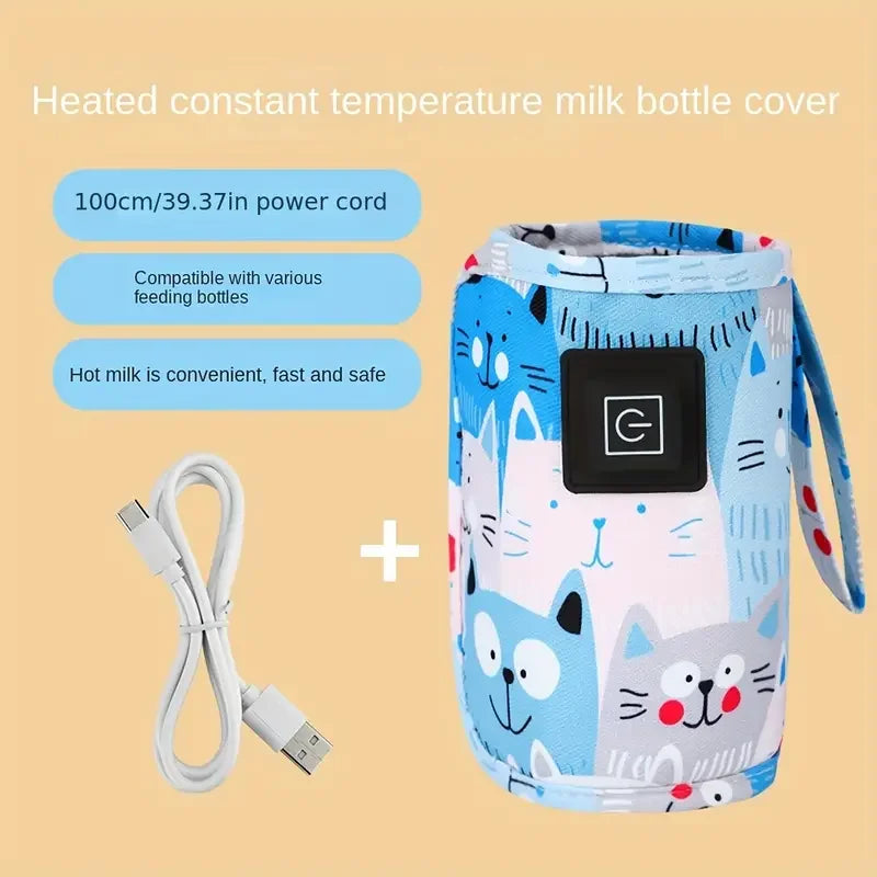 Zaarafy™ USB Portable Baby Bottle Warmer – Travel Stroller Insulated Bag, Nursing Bottle Heater