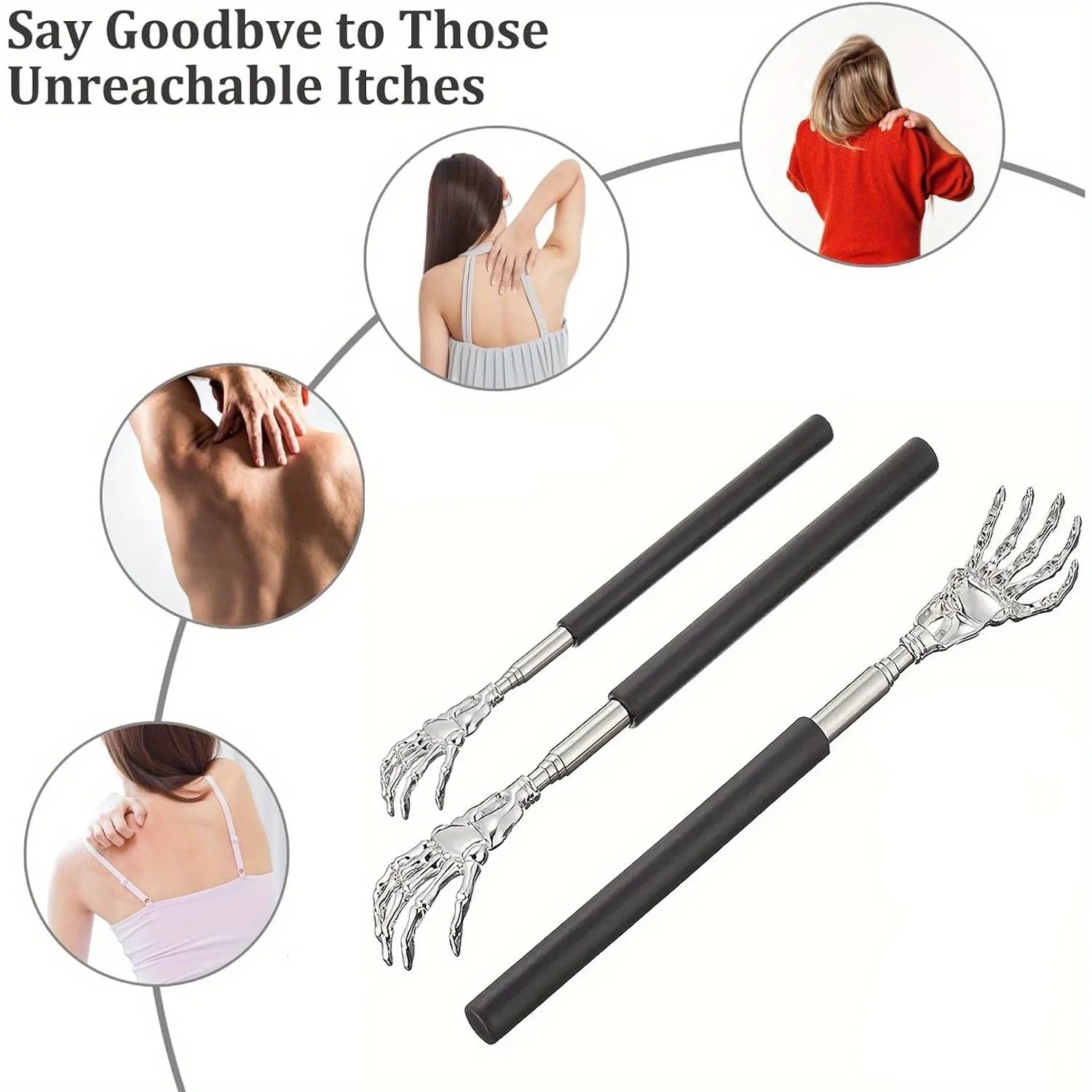 Zaarafy™ Telescoping Back Scratcher – Stainless Steel, Extendable for Human & Pets