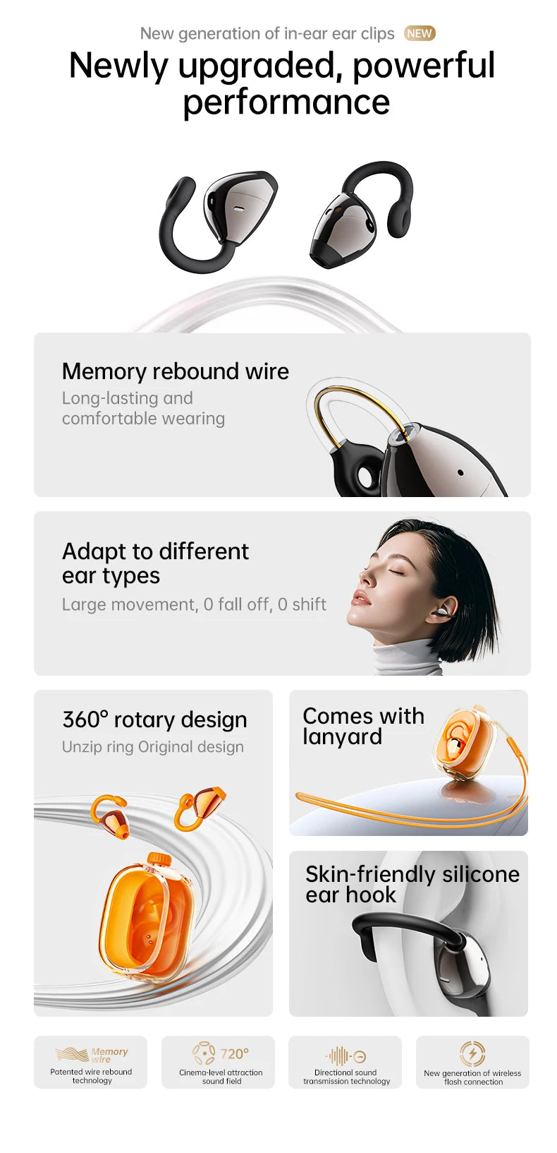 Zaarafy™ Bone Conduction Clip-On Bluetooth Earphone – Monaural Wireless Business Headset