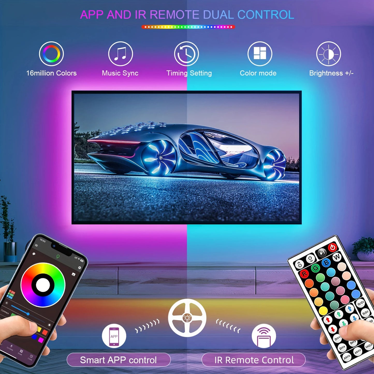 Zaarafy™ RGB LED Strip Lights – 5M-30M App Control, Flexible Room Decoration Light Tape
