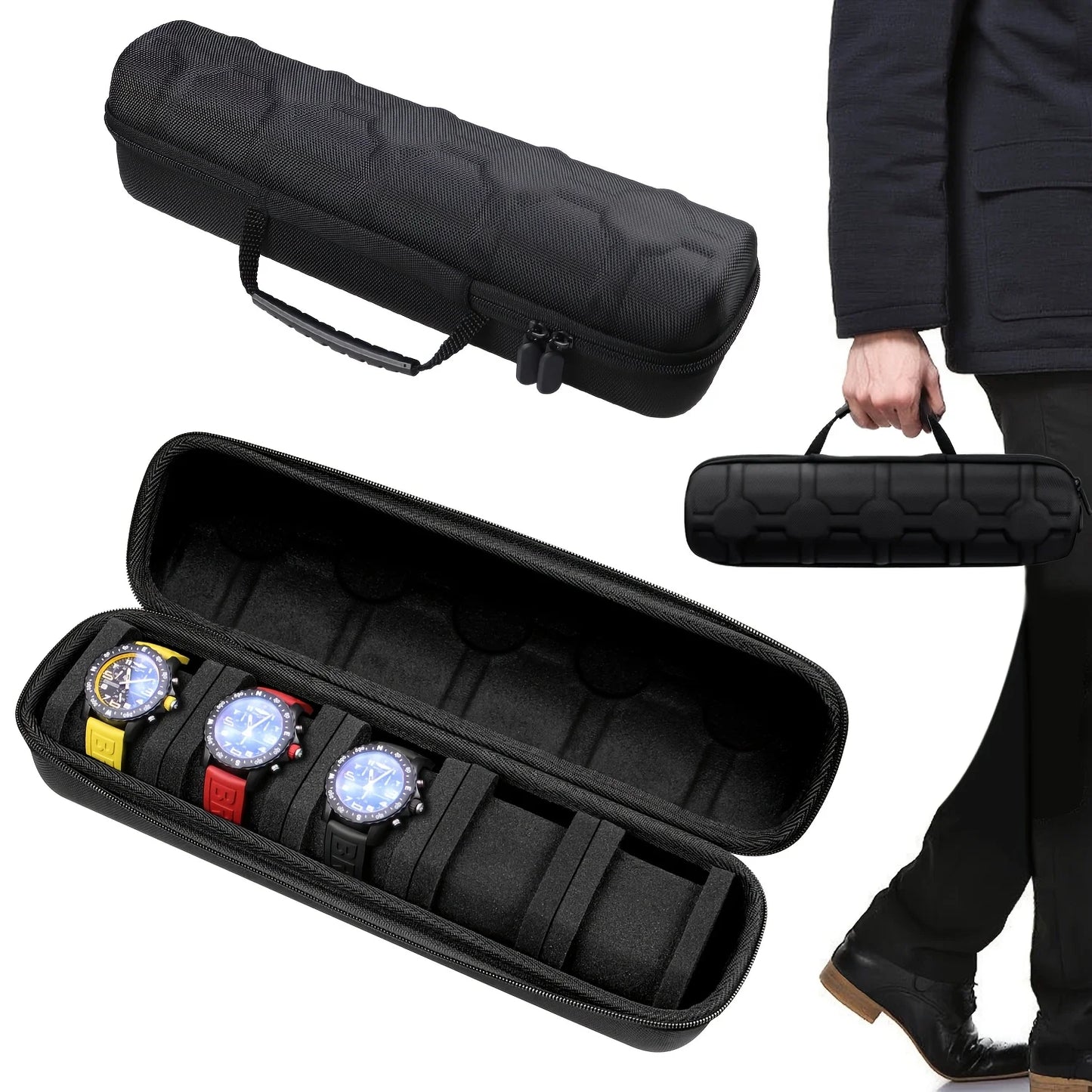 Zaarafy™ 5-Slot Luxury Travel Watch Case Organizer