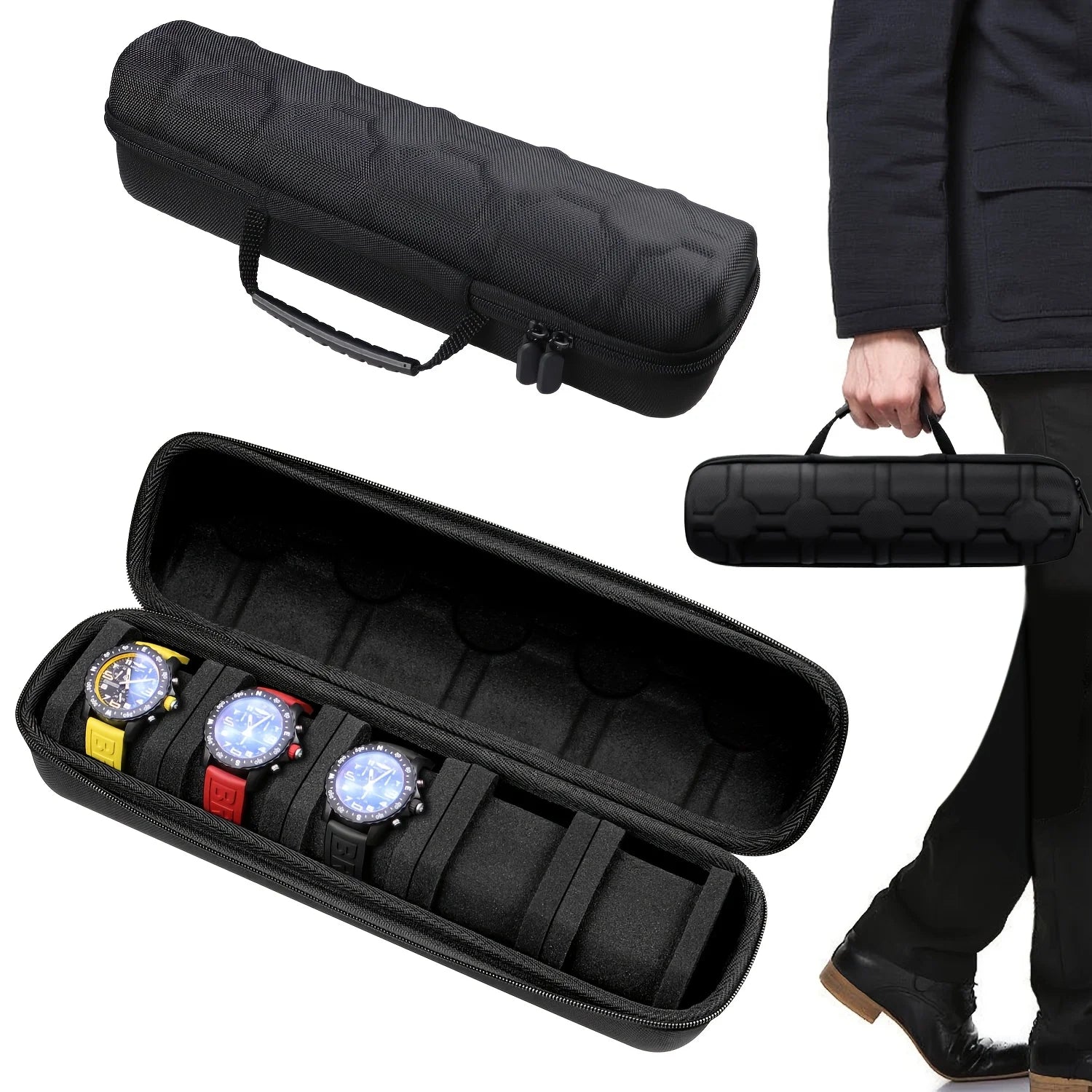 Zaarafy™ 5-Slot Luxury Travel Watch Case Organizer