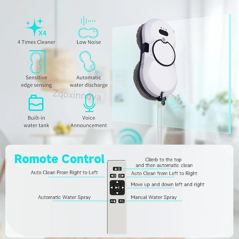 Zaarafy™ Smart Robot Window Cleaner – UPS Auto Vacuum Glass Washer, Electric Floor Mop