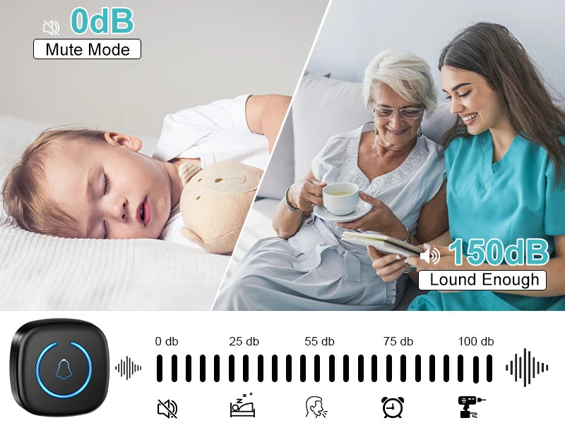Zaarafy™ Wireless Smart Doorbell – 300M Range, 60 Melodies, US/EU/UK Plug, Home Welcome Bell