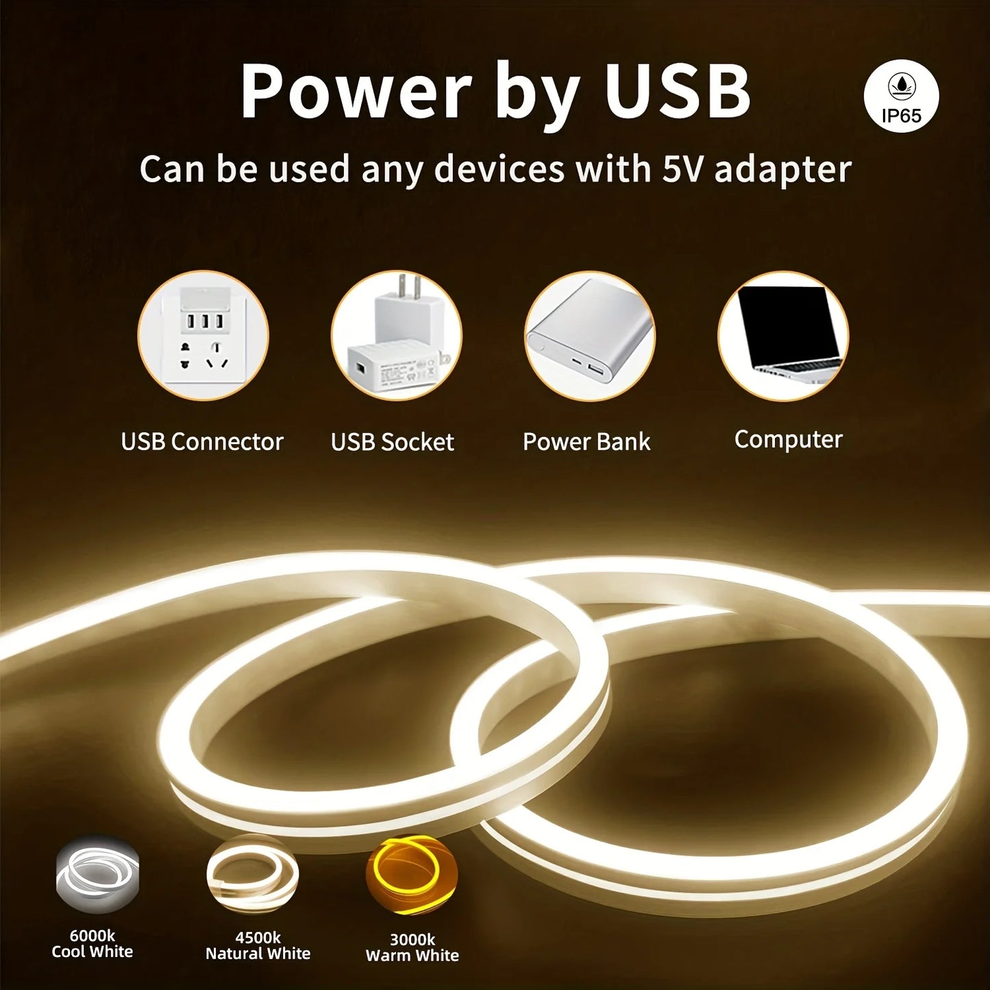 Zaarafy™ USB Neon LED Strip Light – DC 5V Dimmable Touch Sensor, Silicone Waterproof Room Decor