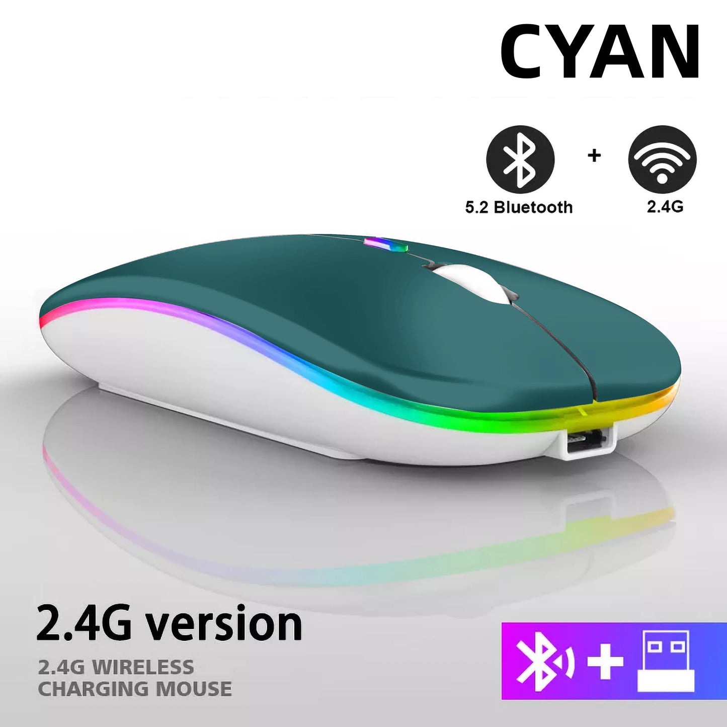 Zaarafy™ RGB Wireless Bluetooth Gaming Mouse – 1600 DPI, Rechargeable, Silent Click