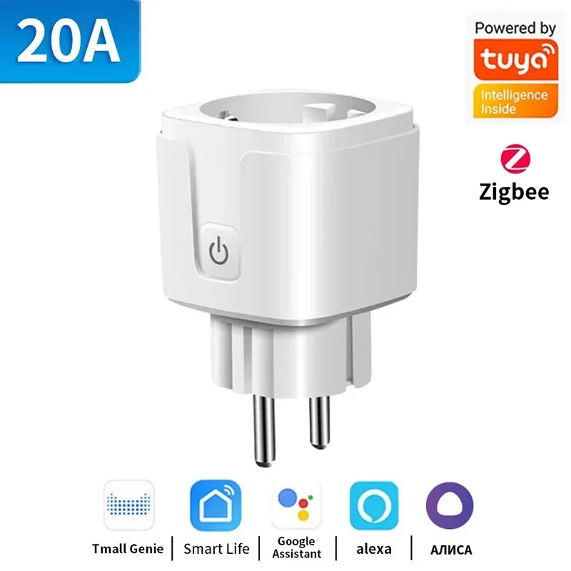 Zaarafy™ TNCE Tuya Smart Plug – WiFi & Zigbee 3.0, 16A/20A Power Monitor, Alexa Voice Control