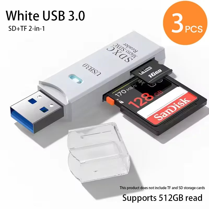 Zaarafy™ USB Card Reader – Multi-Port SD/TF Card & USB Flash Drive Adapter, USB 2.0 & 3.0
