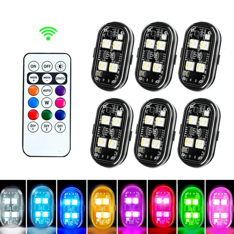 Zaarafy™ RGB LED Strobe Warning Light – Wireless Aircraft Flash Light, USB Rechargeable Motorcycle Light