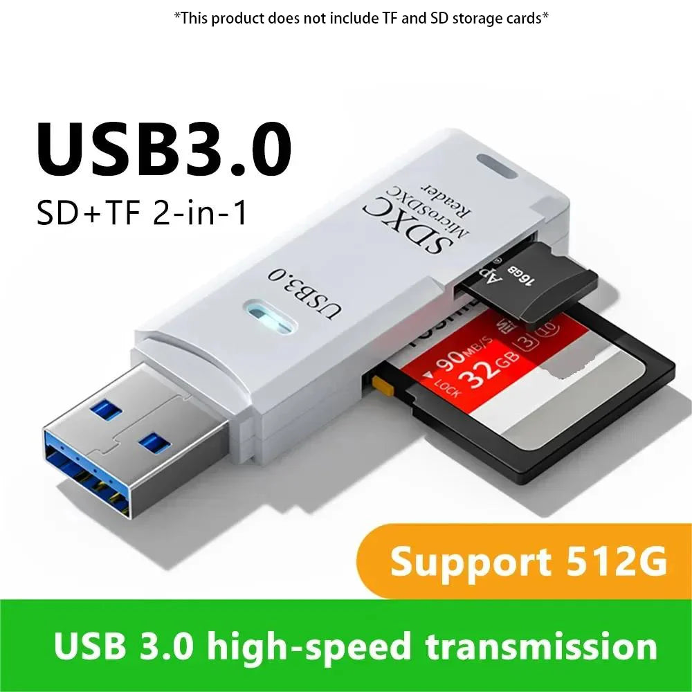 Zaarafy™ USB Card Reader – Multi-Port SD/TF Card & USB Flash Drive Adapter, USB 2.0 & 3.0