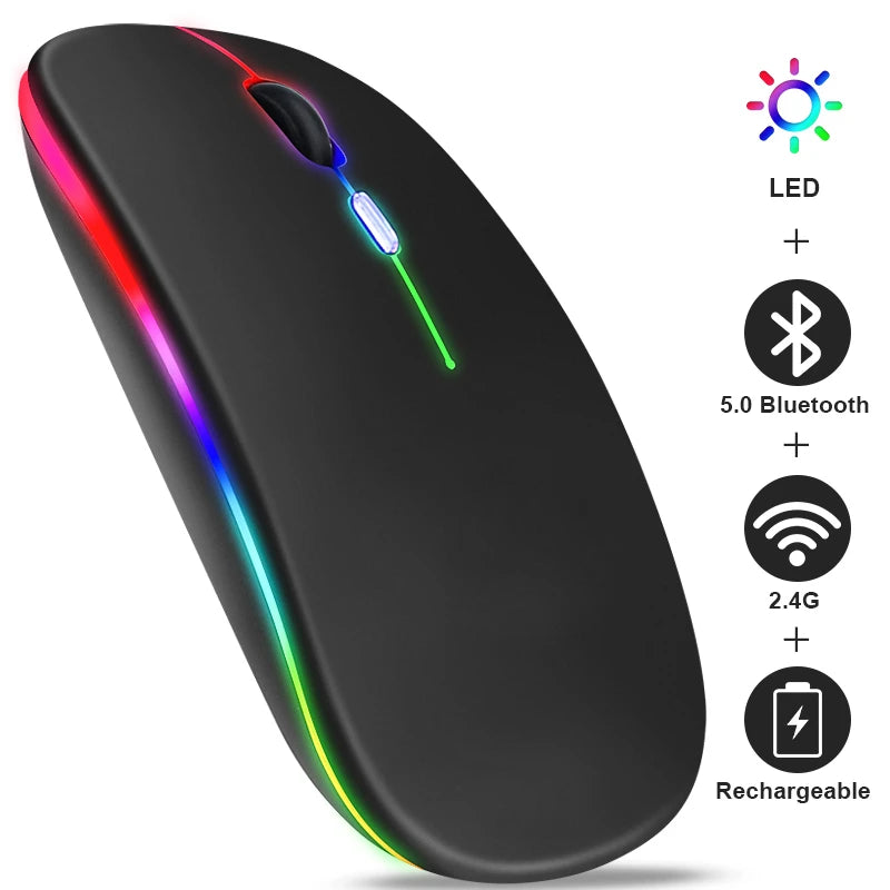 Zaarafy™ RGB Wireless Bluetooth Gaming Mouse – 1600 DPI, Rechargeable, Silent Click