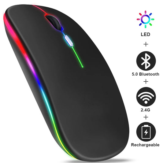 Zaarafy™ RGB Wireless Bluetooth Gaming Mouse – 1600 DPI, Rechargeable, Silent Click