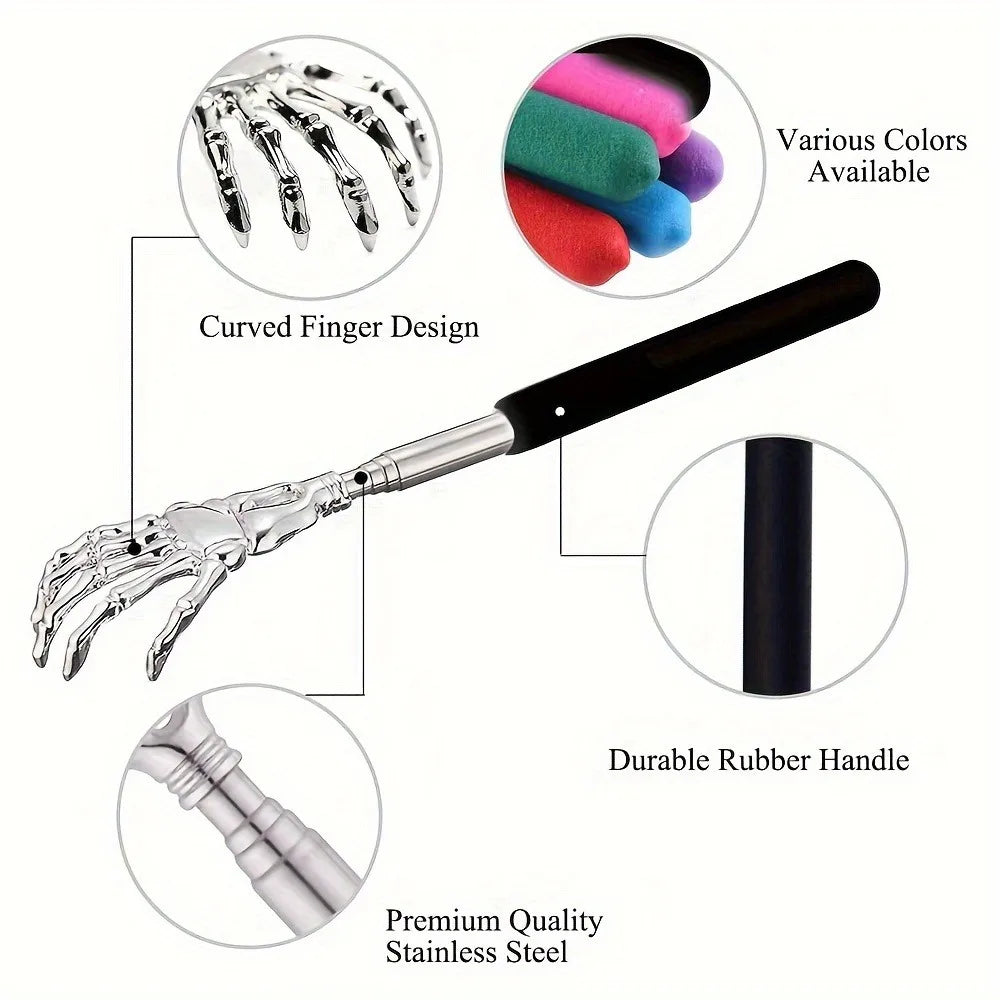 Zaarafy™ Telescoping Back Scratcher – Stainless Steel, Extendable for Human & Pets