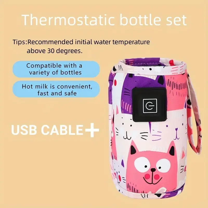 Zaarafy™ USB Portable Baby Bottle Warmer – Travel Stroller Insulated Bag, Nursing Bottle Heater