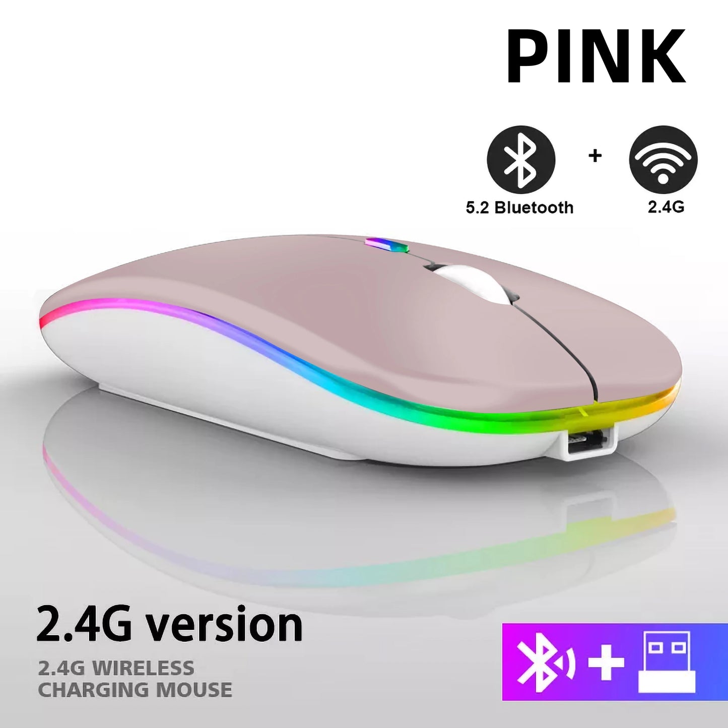 Zaarafy™ RGB Wireless Bluetooth Gaming Mouse – 1600 DPI, Rechargeable, Silent Click
