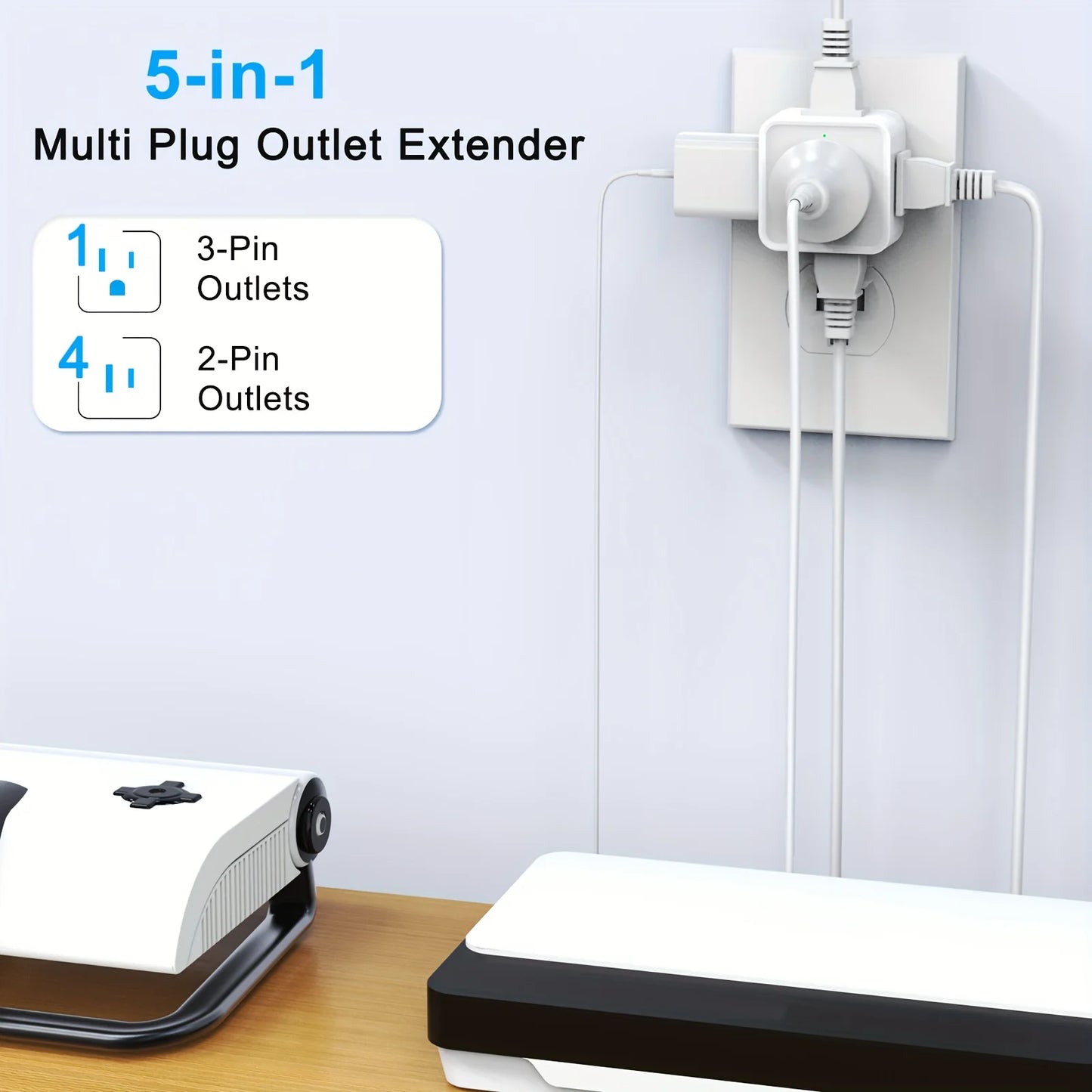 Zaarafy™ 5-Way Wall Outlet Extender – Multi Plug Splitter for Travel, Home & Office