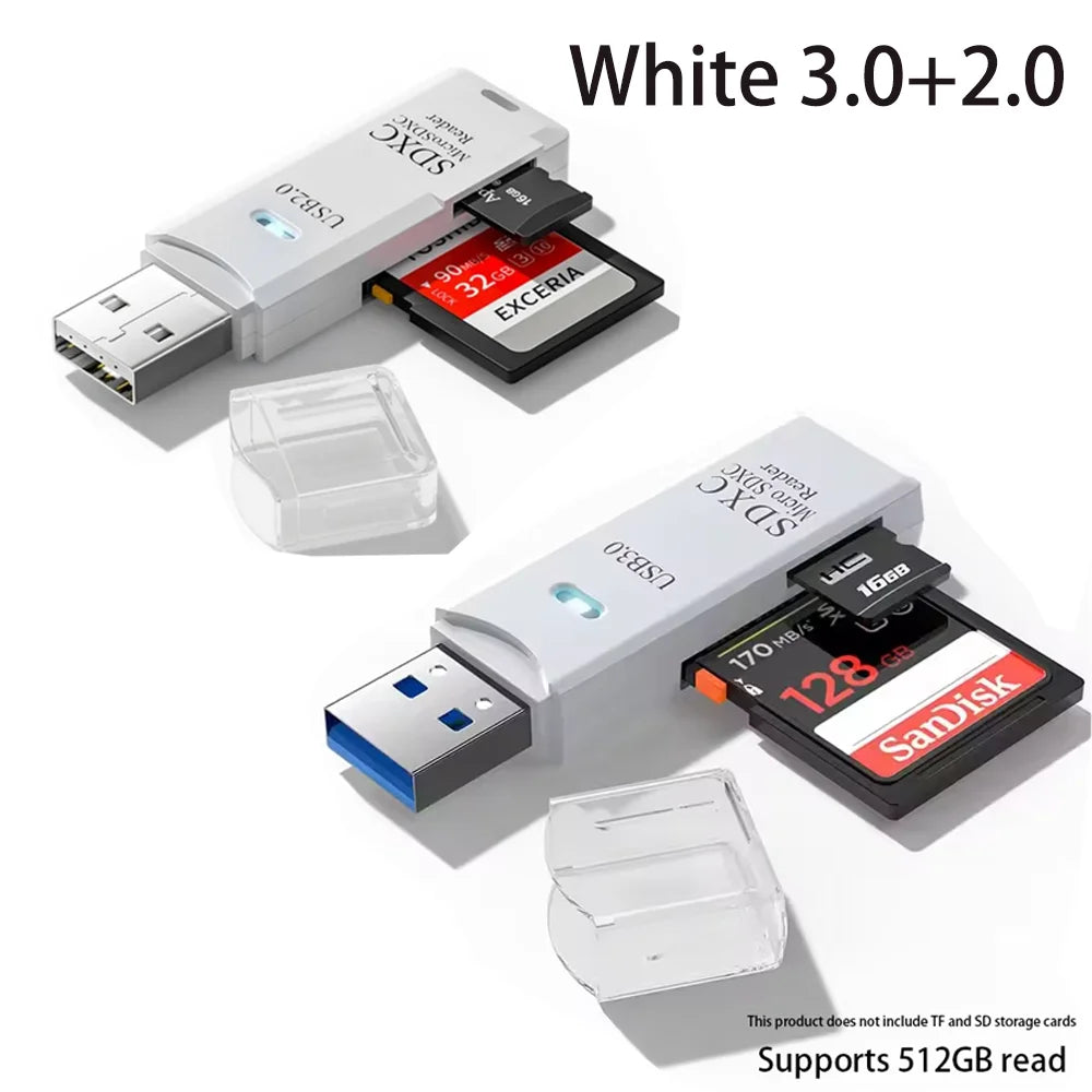 Zaarafy™ USB Card Reader – Multi-Port SD/TF Card & USB Flash Drive Adapter, USB 2.0 & 3.0
