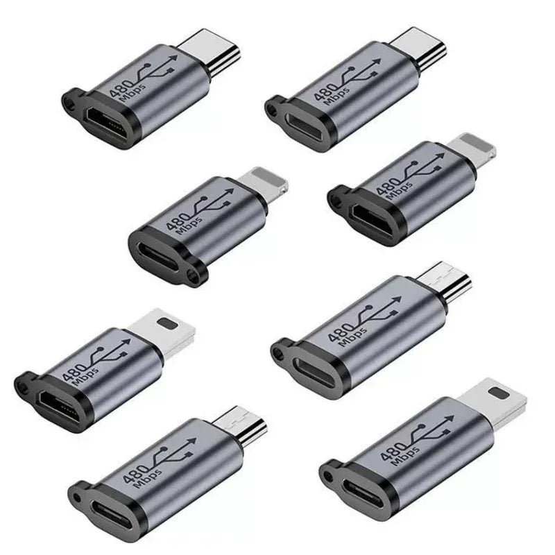 Zaarafy™ USB Connector Adapter – Type-C, Lightning, Micro USB & Mini USB Converter