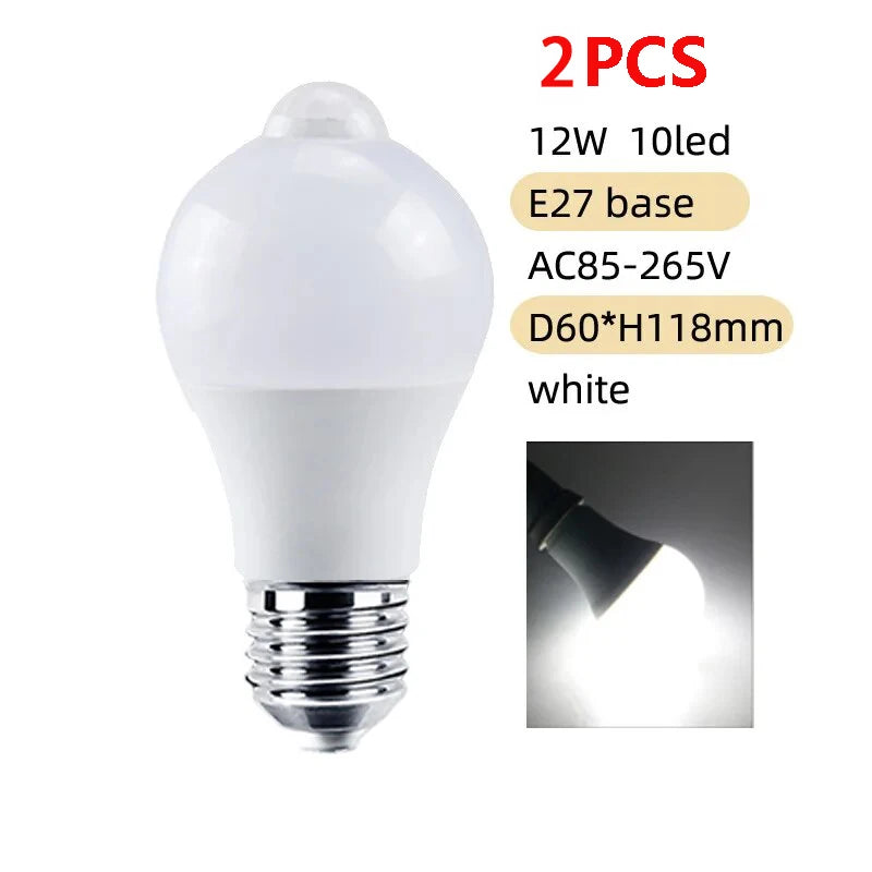 Zaarafy™ PIR Motion Sensor LED Bulb – 12W E27 Smart Auto ON/OFF Home & Stair Light