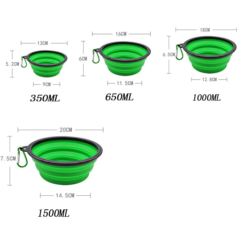 Zaarafy™ Foldable Silicone Dog Bowl – 2-in-1 Food & Water Feeder, Portable Travel Pet Bowl with Carabiner