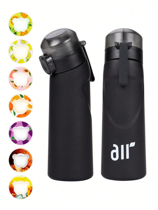 Zaarafy™ 800ml Scented Air Water Bottle – Fruit Flavor Pod, Straw, Flip Lid, Leak-Proof