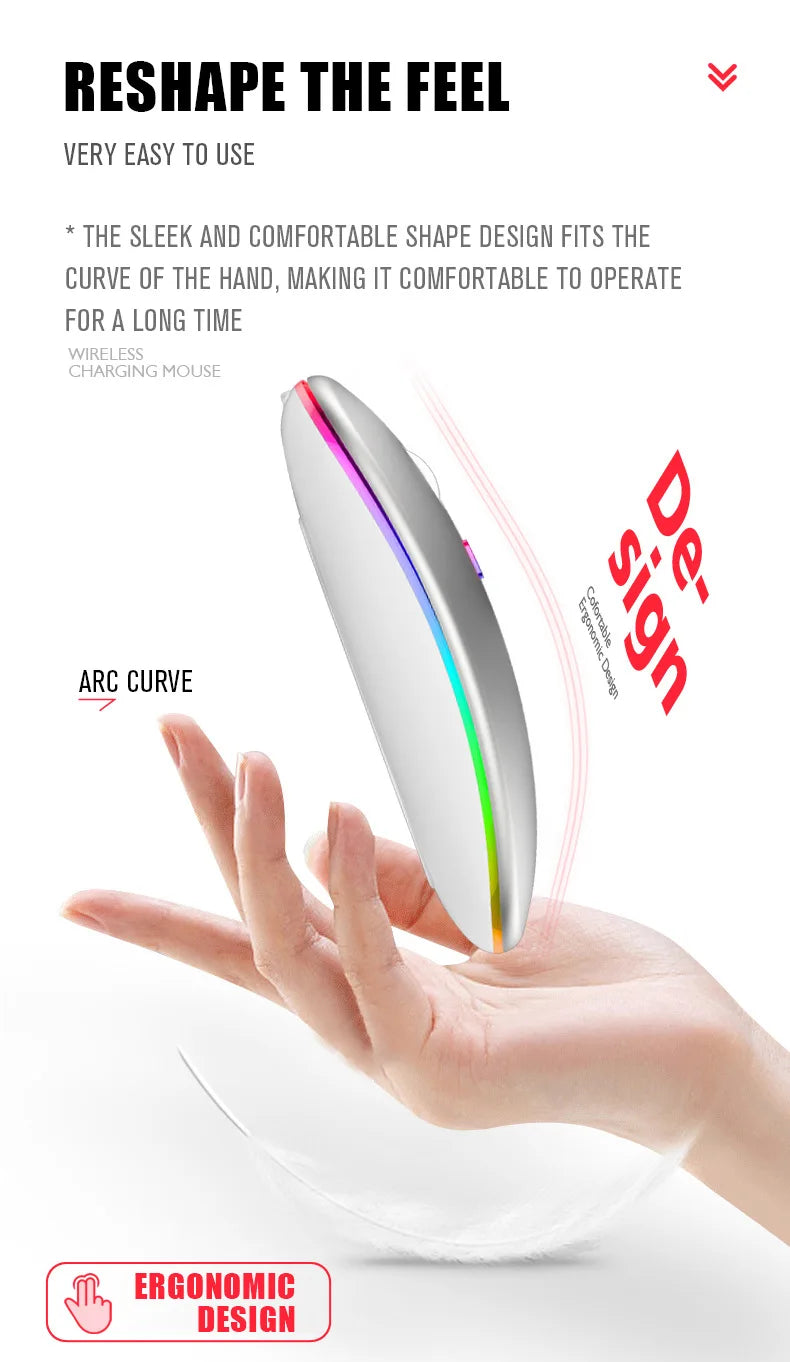 Zaarafy™ RGB Wireless Bluetooth Gaming Mouse – 1600 DPI, Rechargeable, Silent Click