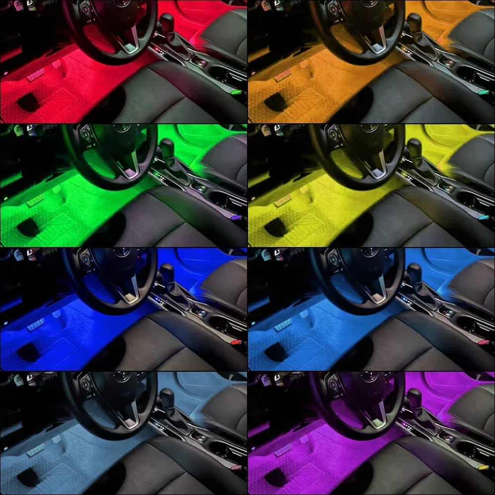 Zaarafy™ Car Interior RGB Neon Atmosphere Light – 36/48/72 LED, App & Remote Music Control