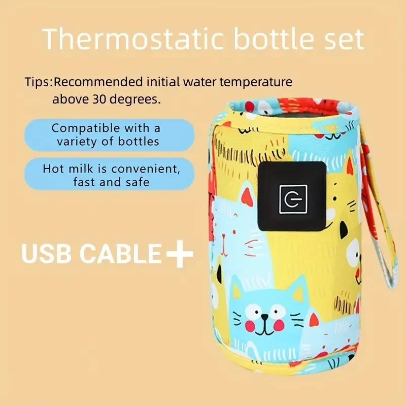 Zaarafy™ USB Portable Baby Bottle Warmer – Travel Stroller Insulated Bag, Nursing Bottle Heater