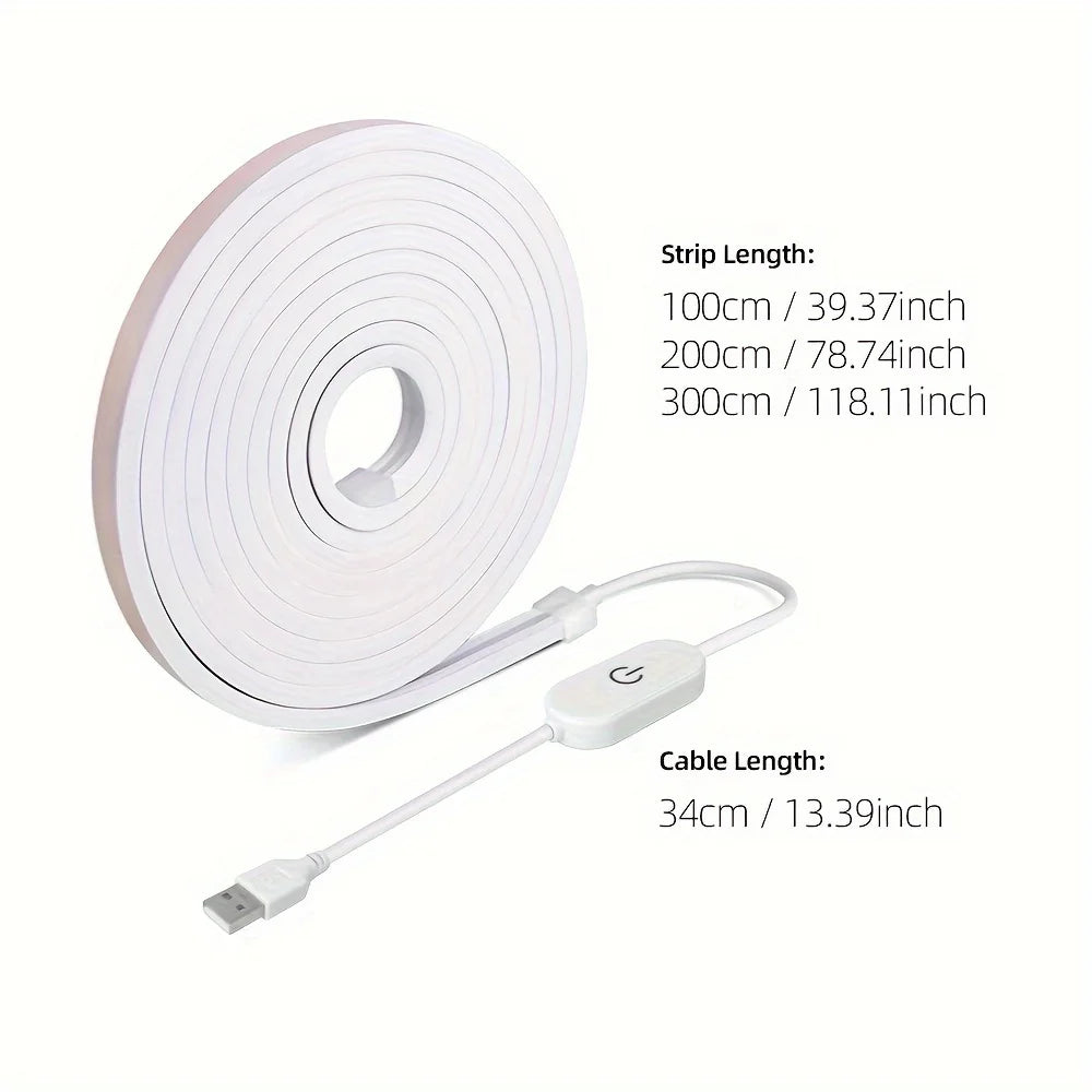 Zaarafy™ USB Neon LED Strip Light – DC 5V Dimmable Touch Sensor, Silicone Waterproof Room Decor