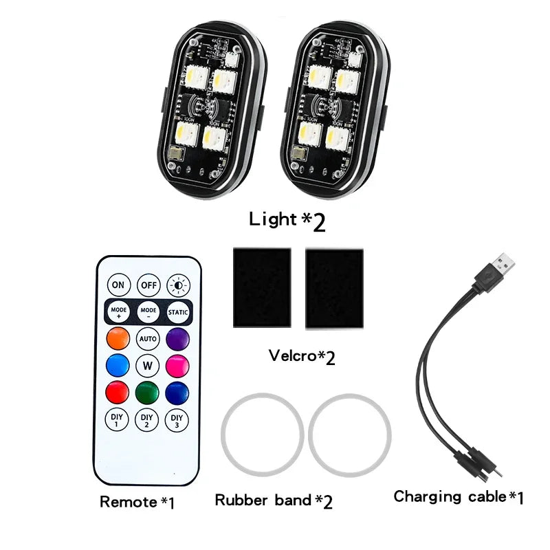 Zaarafy™ RGB LED Strobe Warning Light – Wireless Aircraft Flash Light, USB Rechargeable Motorcycle Light