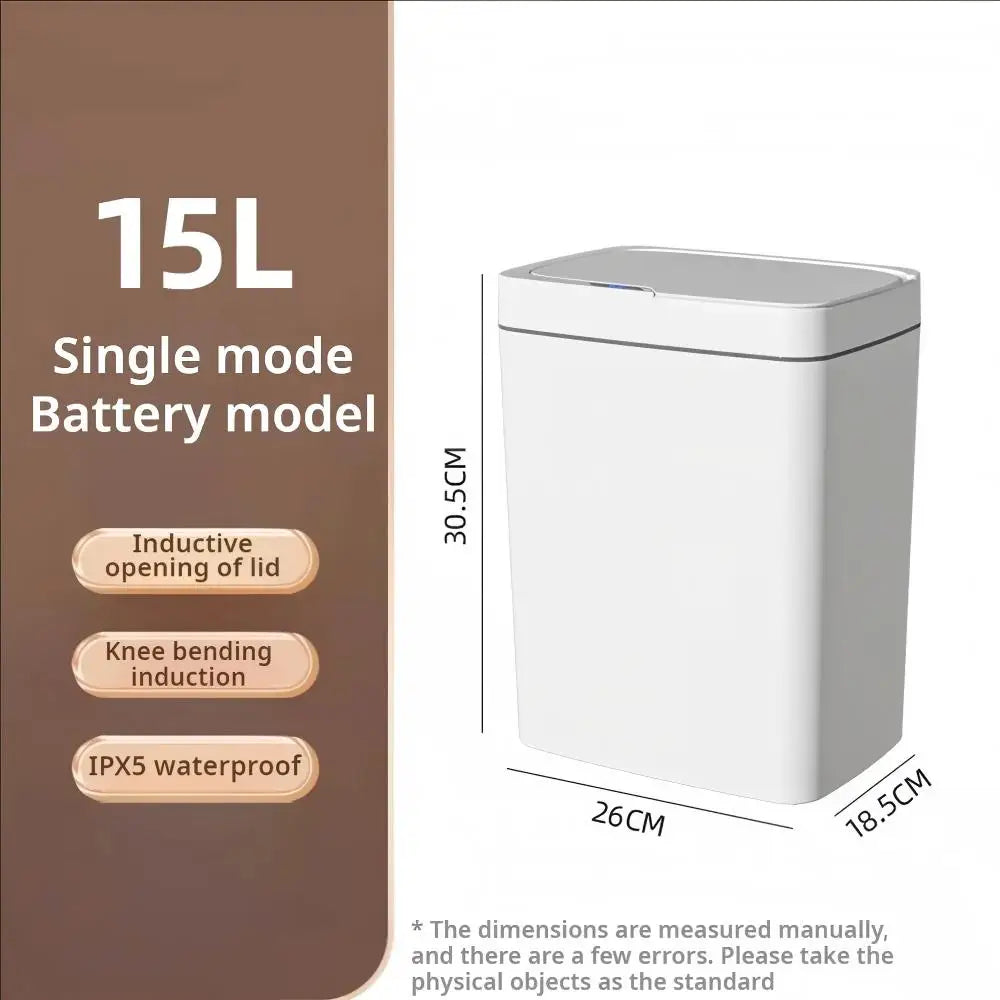 Zaarafy™ 15L Touchless Smart Sensor Trash Can – Auto Bagging, IPX5 Waterproof
