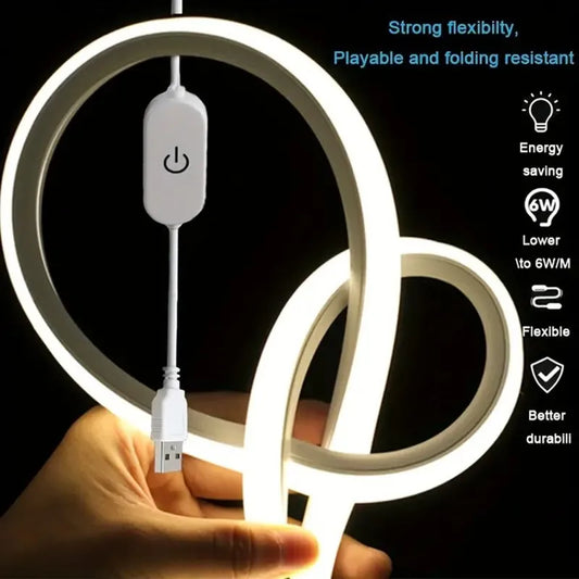 Zaarafy™ USB Neon LED Strip Light – DC 5V Dimmable Touch Sensor, Silicone Waterproof Room Decor