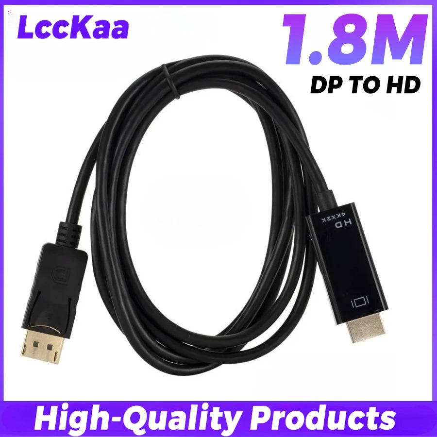 Zaarafy™ DisplayPort to HDMI Cable 4K – 1.8M DP to HD Adapter Male to Female for Monitor & Projector