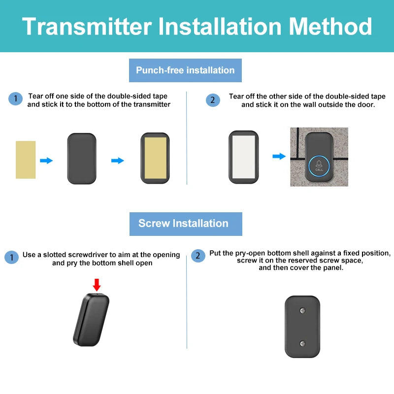 Zaarafy™ Wireless Smart Doorbell – 300M Range, 60 Melodies, US/EU/UK Plug, Home Welcome Bell