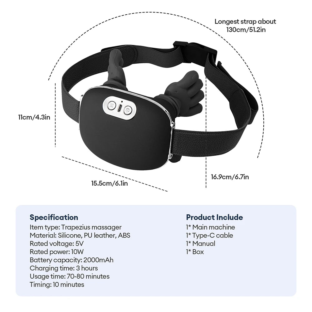 Zaarafy™ 4D Wireless Neck & Shoulder Massager – Bionic Kneading Shawl, 2000mAh