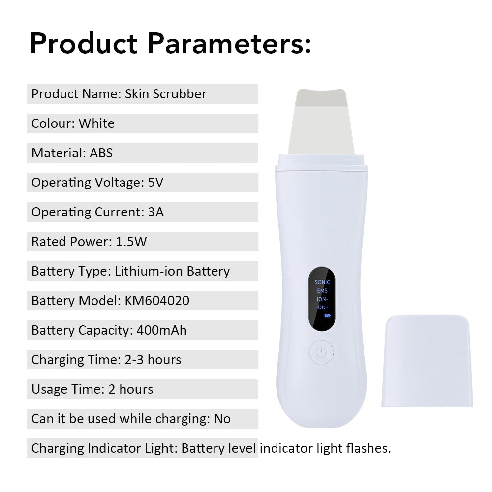 Zaarafy™ Ultrasonic Skin Scrubber Spatula – 4-Mode Ion Deep Facial Cleansing & Lifting Device