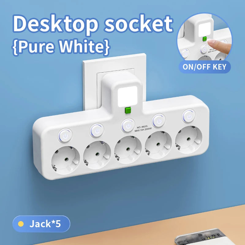 Zaarafy™ EU 4-Socket Outlet Extender with USB Type-C Ports – 2500W, CE Certified