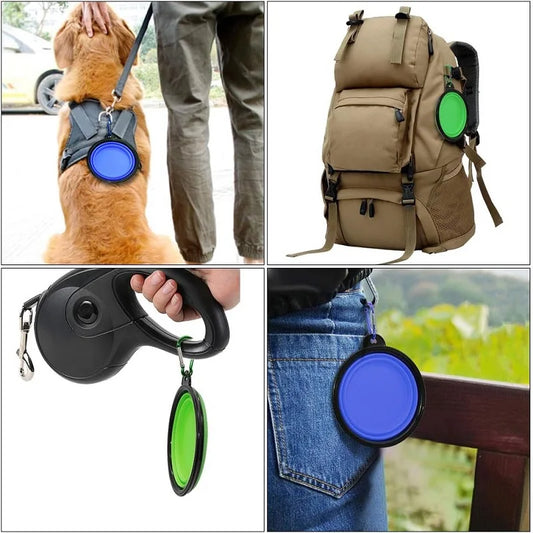 Zaarafy™ Foldable Silicone Dog Bowl – 2-in-1 Food & Water Feeder, Portable Travel Pet Bowl with Carabiner