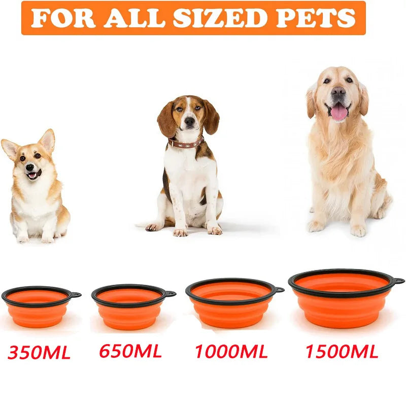 Zaarafy™ Foldable Silicone Dog Bowl – 2-in-1 Food & Water Feeder, Portable Travel Pet Bowl with Carabiner