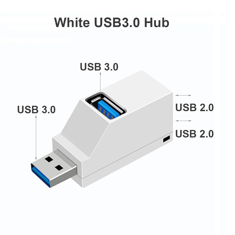 Zaarafy™ USB 3.0 Hub Mini Splitter – 1 to 3 Port High Speed Adapter for PC & Laptop