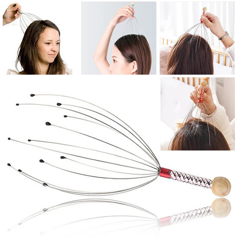 Zaarafy™ Octopus Head Massager – Stainless Steel Scalp Scratcher, Brain Massage Claw