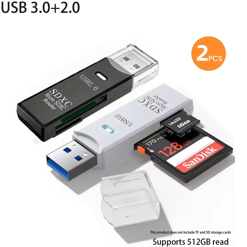 Zaarafy™ USB Card Reader – Multi-Port SD/TF Card & USB Flash Drive Adapter, USB 2.0 & 3.0